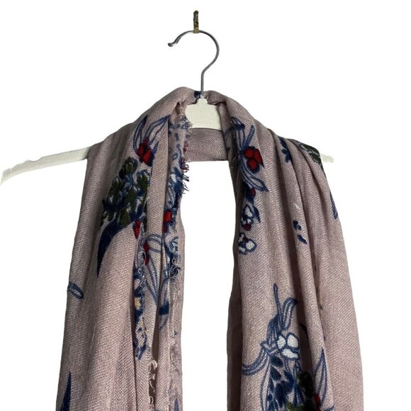 Women's Lavender Floral Print Fringed Scarf - Picture 2 of 4